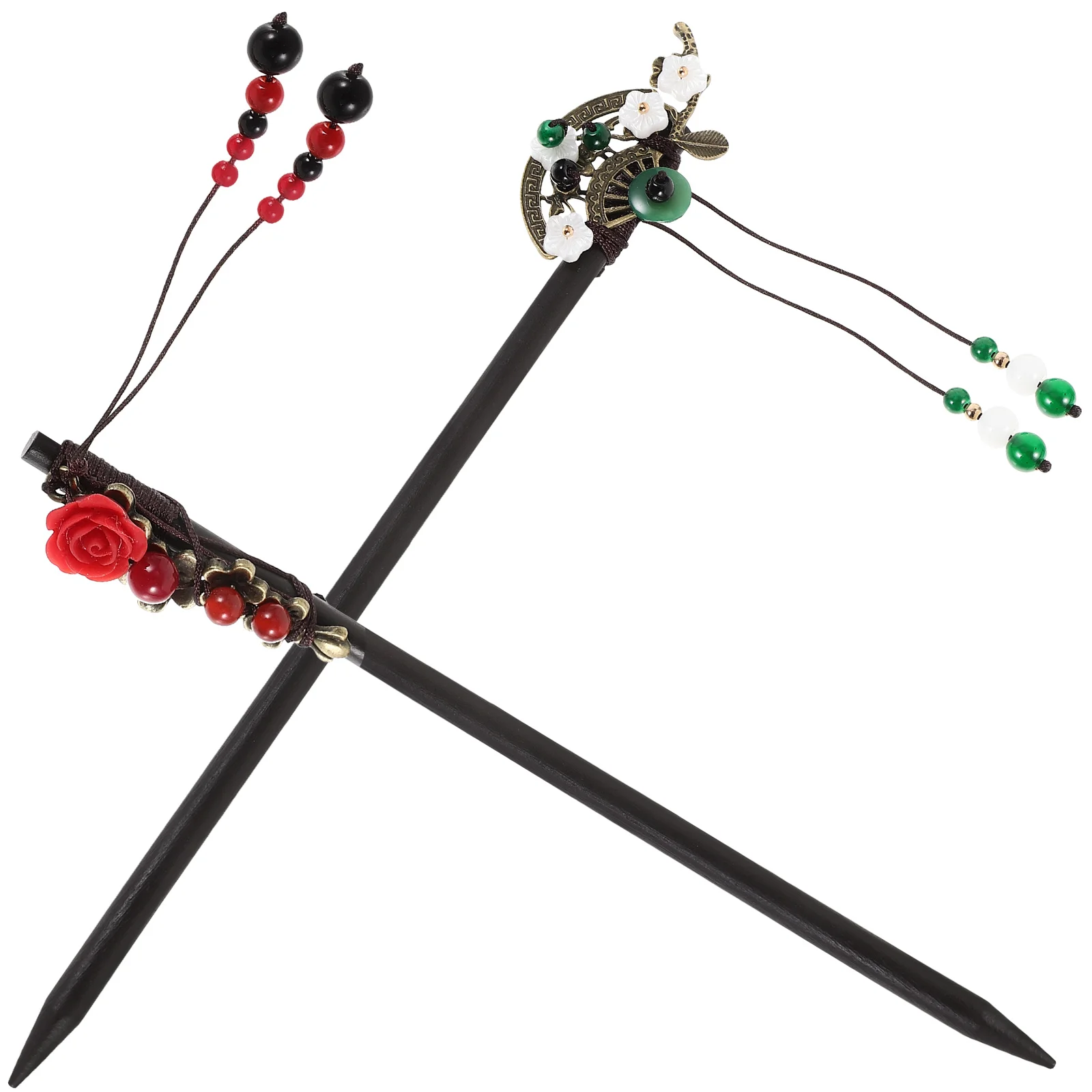 

2 шт., деревянные полимерные элегантные палочки для волос в китайском стиле, древние аксессуары для головных уборов для женщин и девочек, инструменты для укладки волос