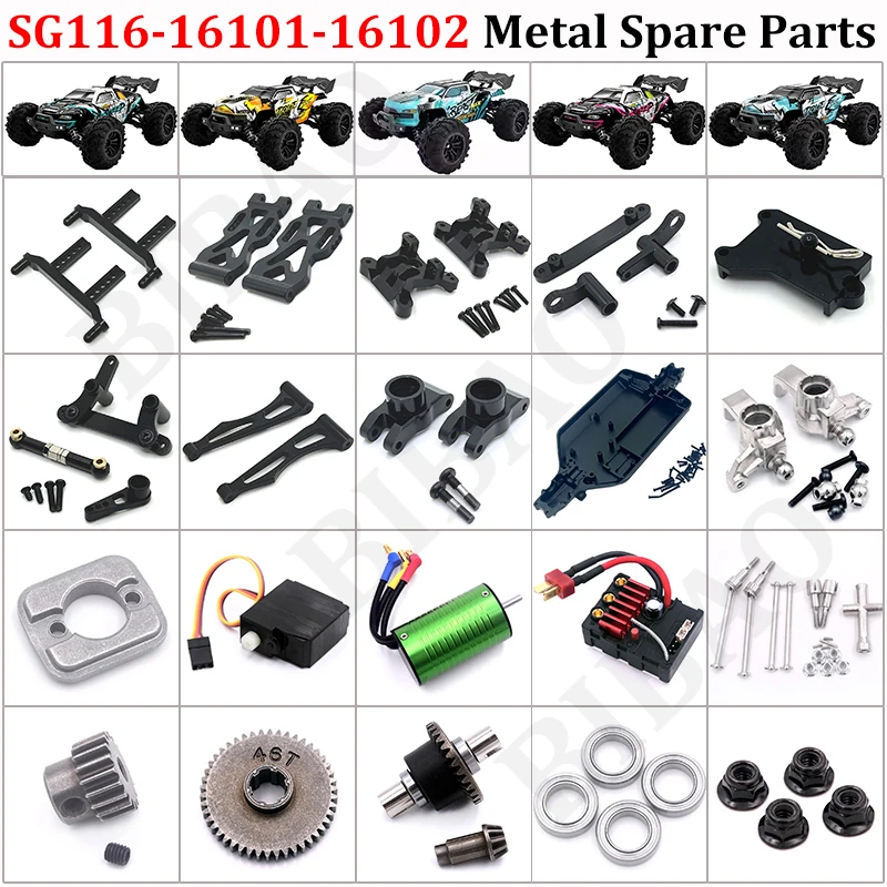 SG116 MAX 16102PRO 16101 16101PRO Teile Metall-Upgrade Arm Schwingender Stoßdämpfer Getriebe Antriebswelle Reifen Lager Fahrgestell