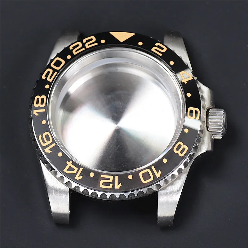 New 38mm GMT Black Grey Gold Numerals 2 Shiny Ceramic Watch Bezel Insert For 40mm NH34 35 Movement Case Skx007 Assembly Mods