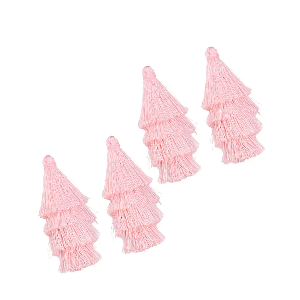 

4Pcs Tassel Earrings Accessories Colorful Four Layer Long Hanging Pendant DIY Keychain Christmas Bracelet Gift