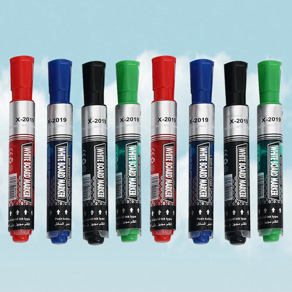 8 قطع من أقلام تحديد السبورة البيضاء متعددة الألوان قابلة للمسح ومقاومة للماء للكتابة على نحو سلس من الورق الزجاجي والبلاستيك والمسح الجاف