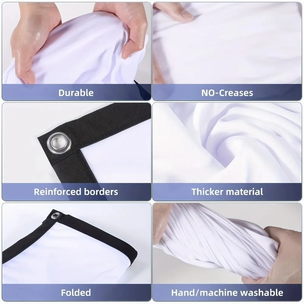 

60, 72, 84, 100, 120, 150-дюймовый экран для проектора, складная двухсторонняя проекционная занавеска, легкий HD-экран без морщин