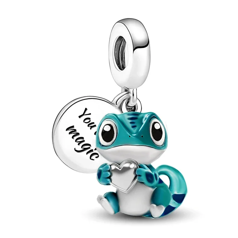 925 Sterling Silver Animal Dumbbell Cute Pink Dog Charms Beads Fit Diy Bracelet Bangle Making Gift Of High Quality Jewelry