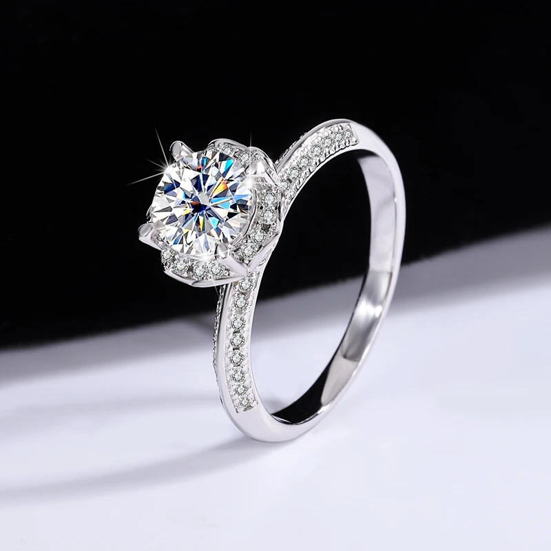 

Women's Silver Inlaid D Color Moissanite Ring High Quality Certificate Included, Perfect for Wedding Birthday, Timeless Design