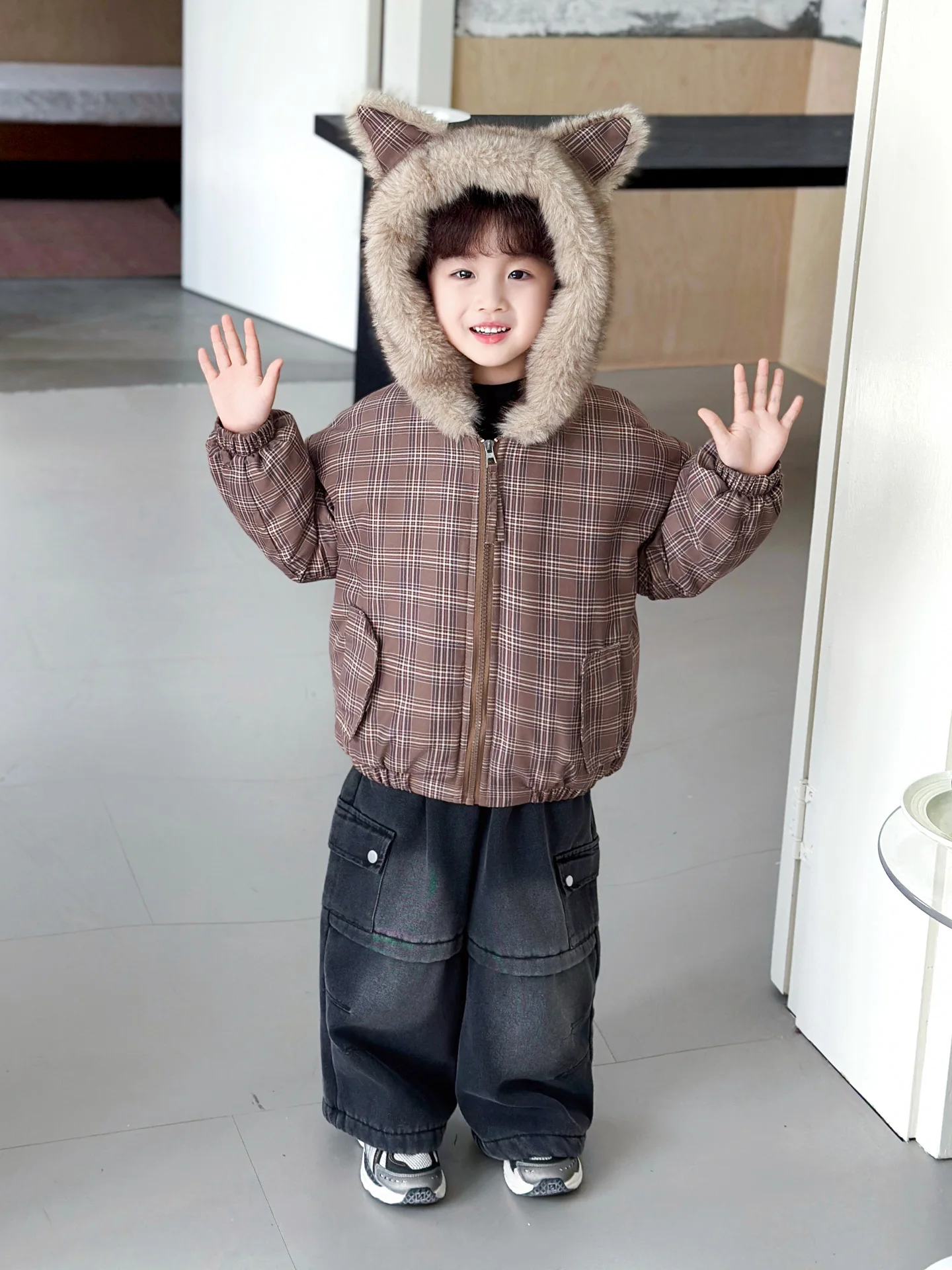 

Утепленная зимняя куртка для мальчиков, в клетку, из хлопка, теплая, подростковая, модная, с длинными рукавами, на молнии, повседневная, из полиэстера