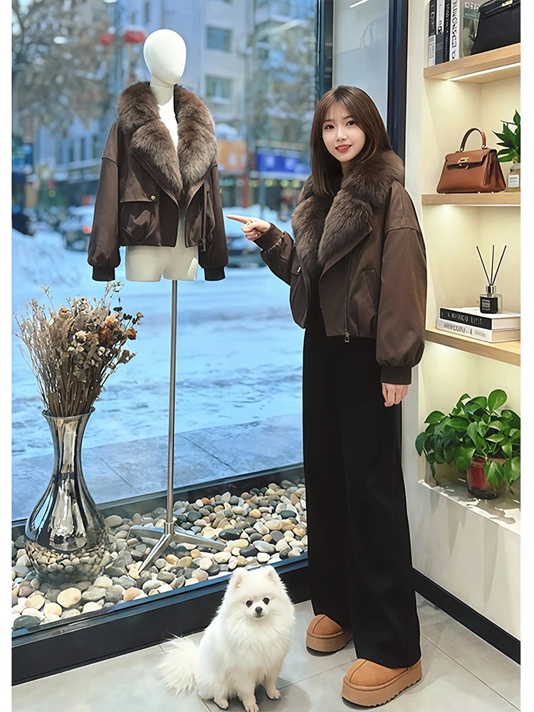 

Slimming ort Coat Women's Korean Sle Loose Fur Collar Cotton Jaet Unique Personali Winter New Arrival plus Size