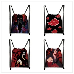 New Anime Uchiha Sasuke Akatsuki Sharingan Cartoon Drawstring Bag Children's Portable Backpack toys Gift