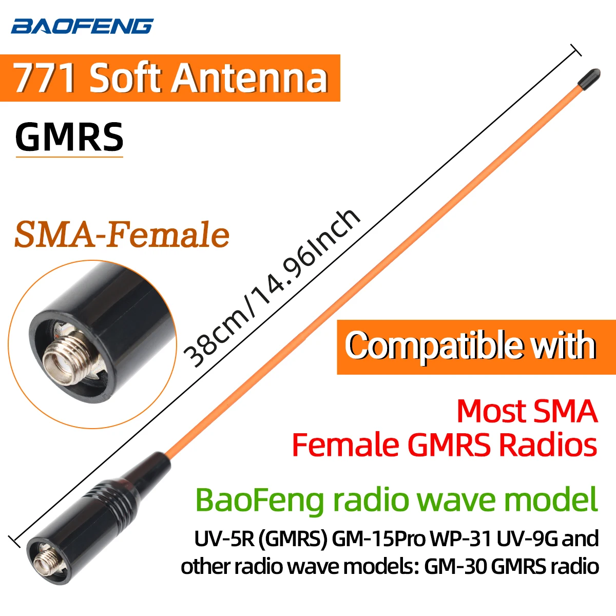 ABBREE Walkie Talkie Antenne SMA Vrouwelijke Mannelijke VHF UHF Band Tri-Band GMRS voor BaoFeng UV-5R BF-888S Quansheng UV-K5 K6 Ham Radio