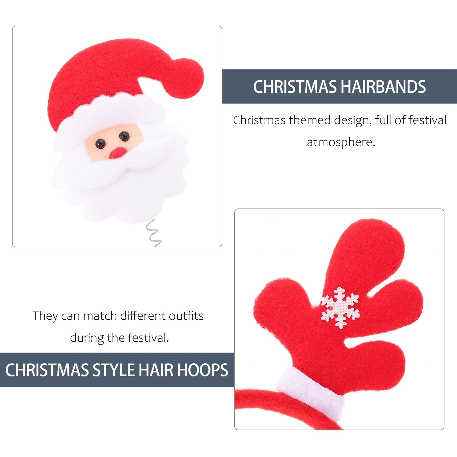 

6pcs Christmas Headb Xmas Party Headdress Lightweight Adults Festival Carnival Celebration Hairb s Holiday Prop