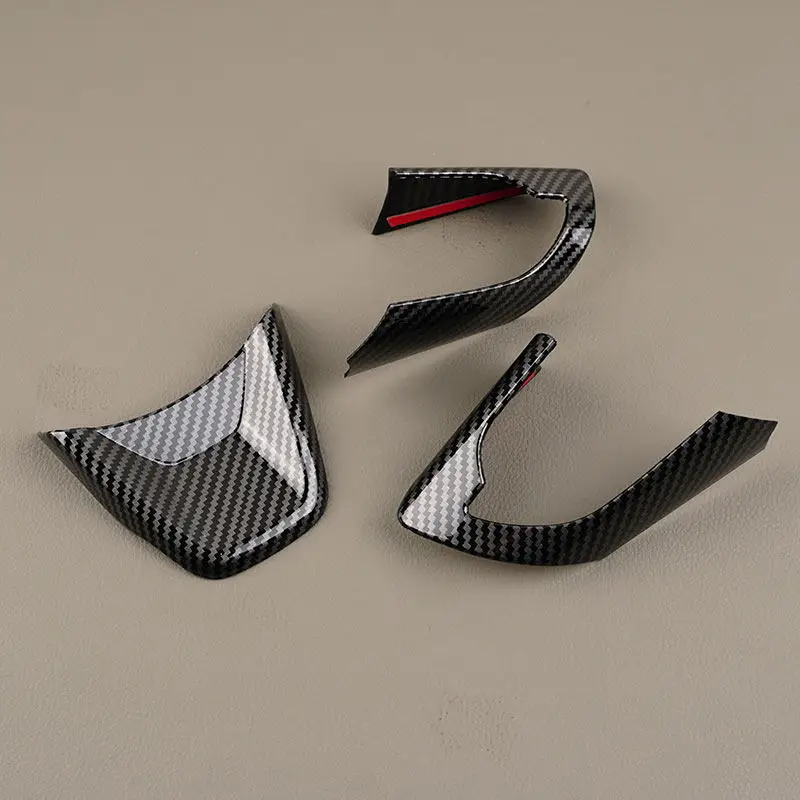Carbon Fiber Texture / Glossy Black Car Steering Wheel Cover Button Bottom Frame ABS Sticker Trim For Suzuki Jimny Nomade 2025