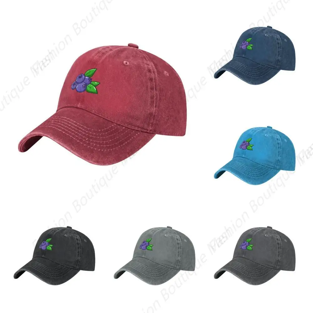 High Quality Sweet Blueberry printing Cowboy Hat Peaked Caps Sandwich Caps Trucker Hat Men Women Outdoor Sun Visor