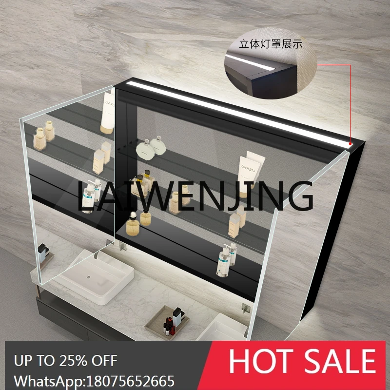 Small Apartment Storage Wall-Mounting Bathroom Anti-Fog Separate Storage Alumimum Mirror Cabinet Can Be Customized 4