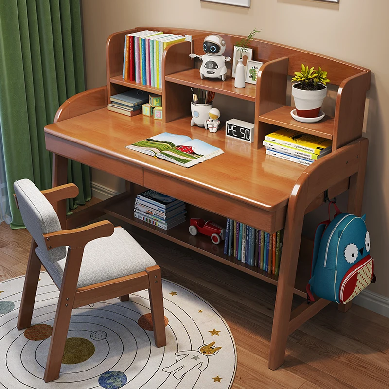 Children's study table and chairs, a set of household bedrooms, primary school students writing table can be lifted and lowered,