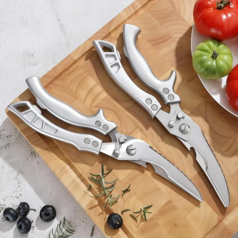 Heavy Duty Stainless Steel Kitchen Scissors - Professional Poultry Shears for Bone, Meat, Chicken, Fish, Turkey,Spring Loaded