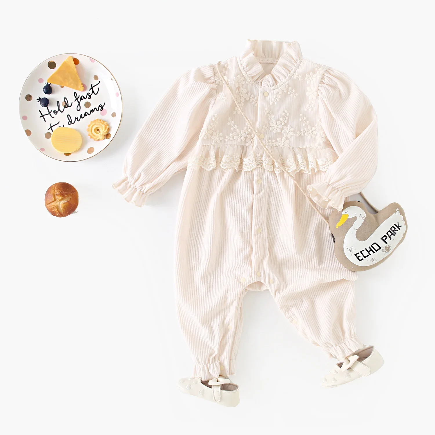 0-24M  Corduroy Baby Girl Romper Newborn Kid Winter Clothes Long Sleeve Thick Warm Jumpsuit Cute Sweet Princess Outfit