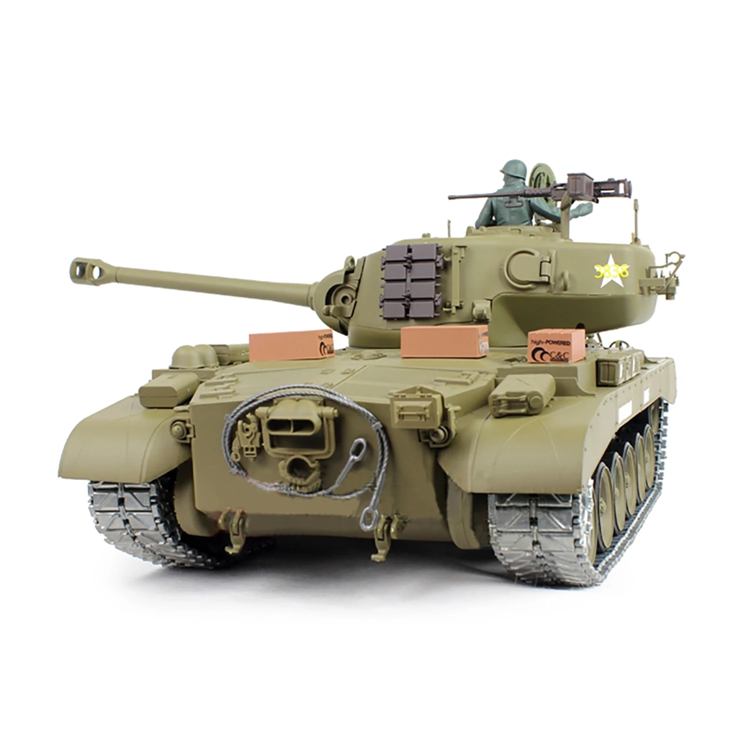

HENG LONG TOUCAN 1/16 7,0 RTR M26 Перhing RC Tank 3838 Barrel Recoil 360 ° Цельнометаллический подшипник редуктора, направляющие BB Panzer