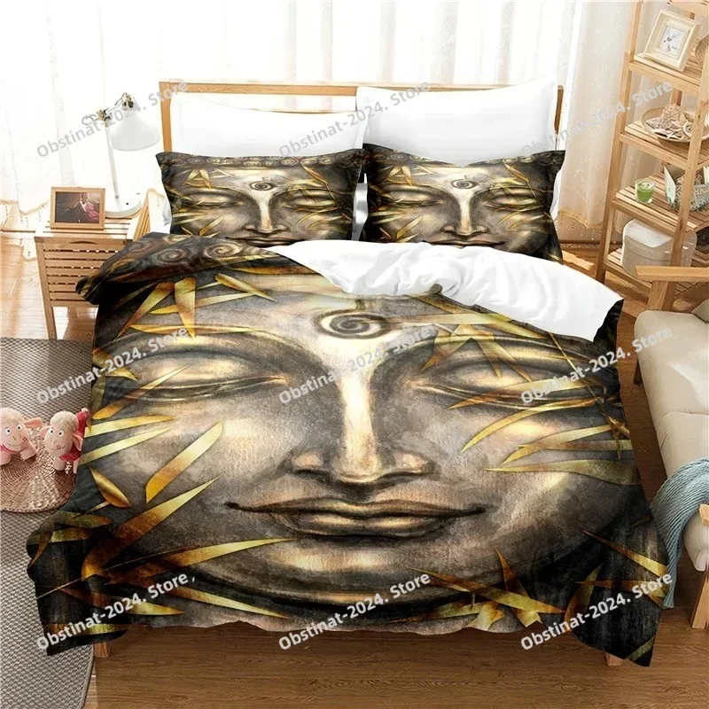 Buddha Statue Bedding Set Digital Bedding Set Duvet Cover Full Queen King Size Pillowcase Bed Printed Bed Set Aldult Kid Bedroom