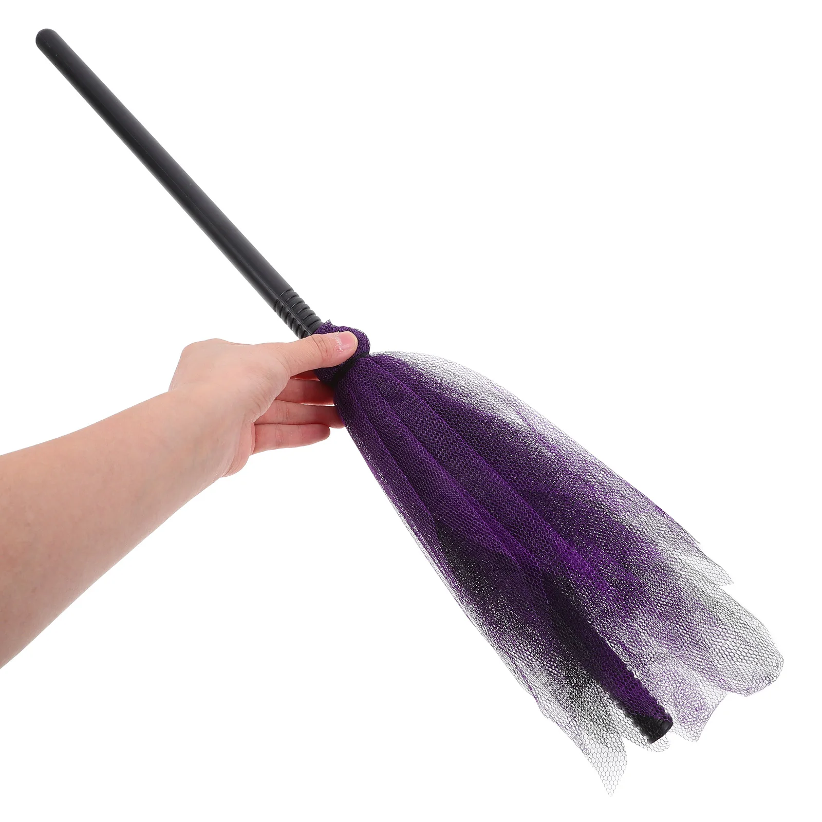 Scopa da strega in tulle netto, leggera e portatile, per feste di Halloween, decorazioni per cosplay, per bambini, donne, uomini, palette di scopa da mago