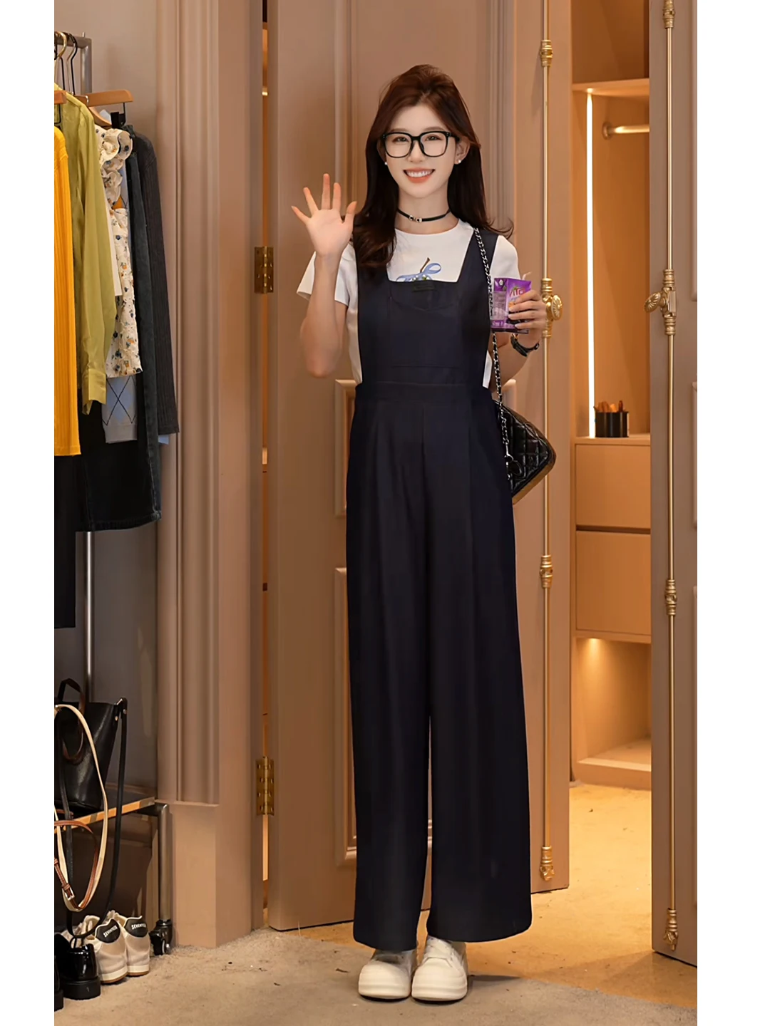 

Faionable Bla комбинезоны женские широкие брюки с высокой талией весна осень сезонные длинные брюки из полиэфирного волокна для поездок на работу