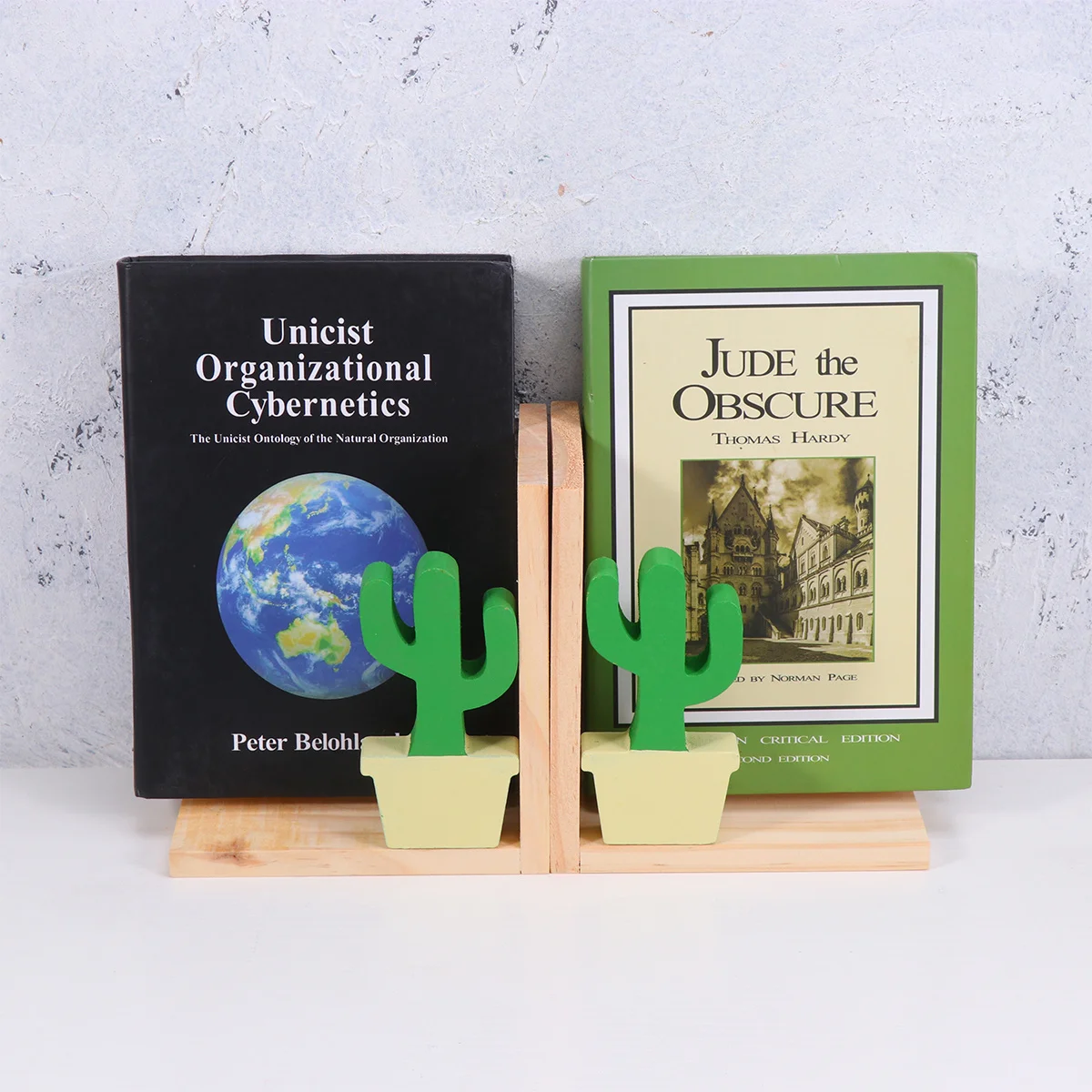 مساند كتب الصبار بتصميم إبداعي منظمات كتب خشبية للاستخدام المنزلي والمكتب، مجلدات كتب خشبية طبيعية تحافظ على الكتب باللون الأخضر #2