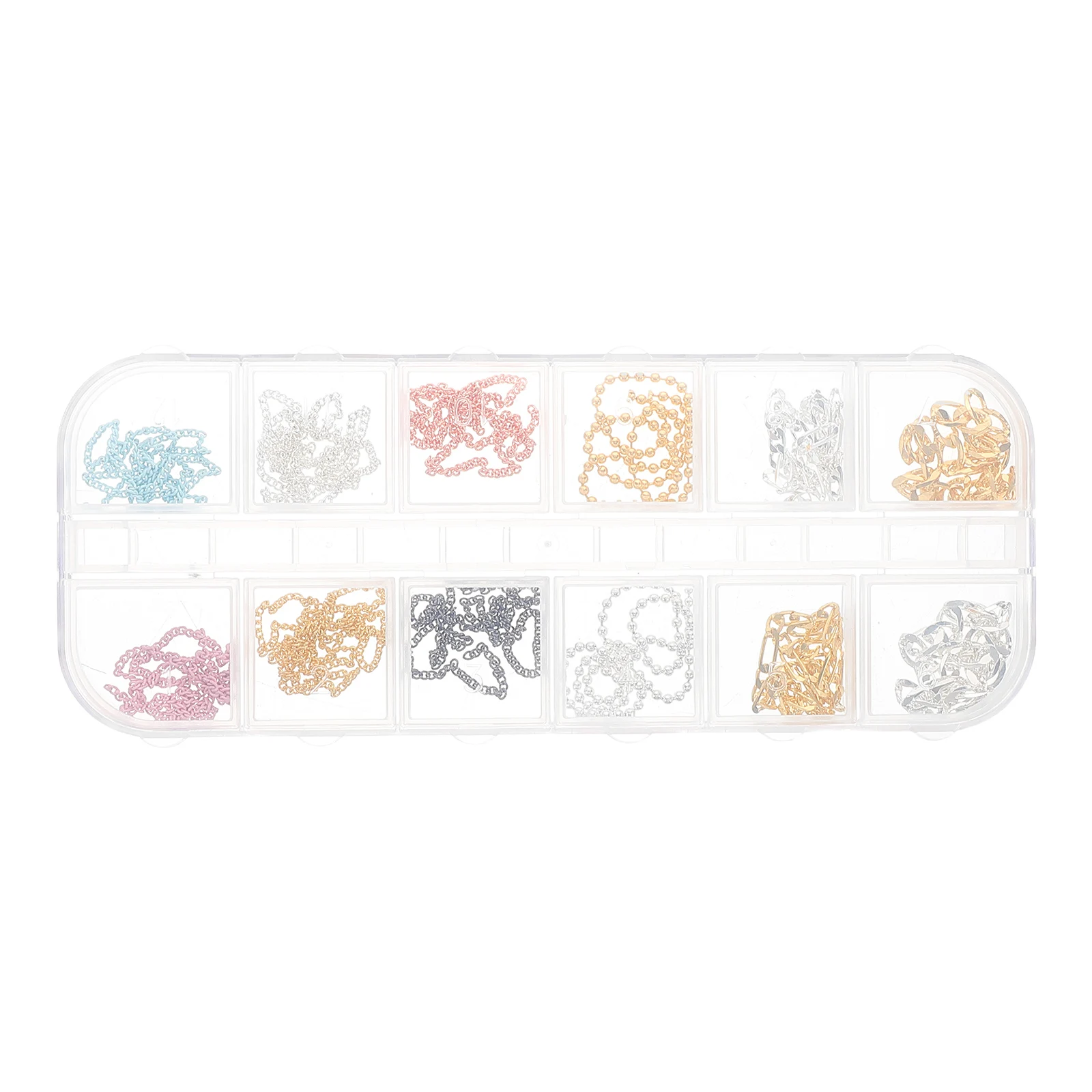 

12 Metal Chain Nail Art Decals DIY Decorative Chains for Jewelry Making Cool Accessories Charm Bracelet Ball Connectors