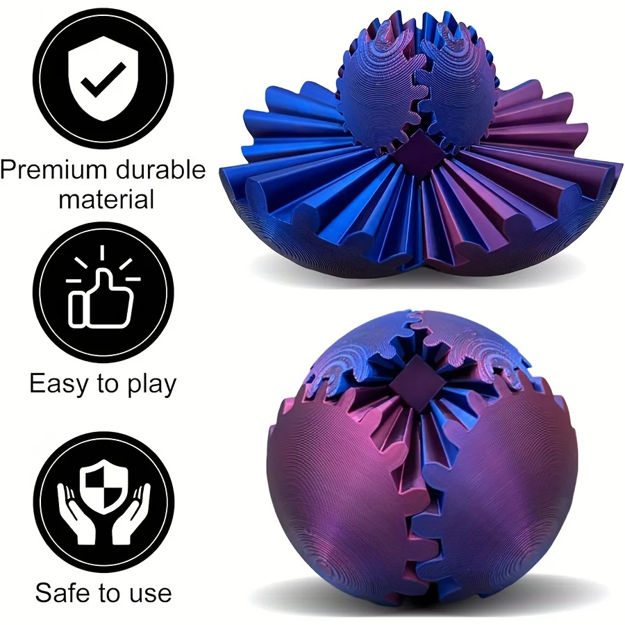 3D Printed Gear Ball Spin Ball Cube Toy Puzzle Toy Stress Sphere Desk Toy Fidget Ball Gear Toy for Stress and Anxiety Relaxing