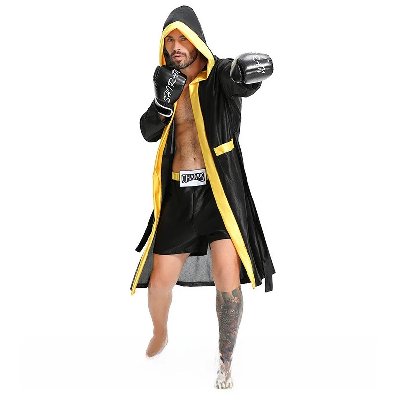 loween Costume da gioco boxer cosplay per uomo adulto Bla con cappuccio Jaet Robe Sport orts Poliestere Primavera Faion Abbigliamento etnico