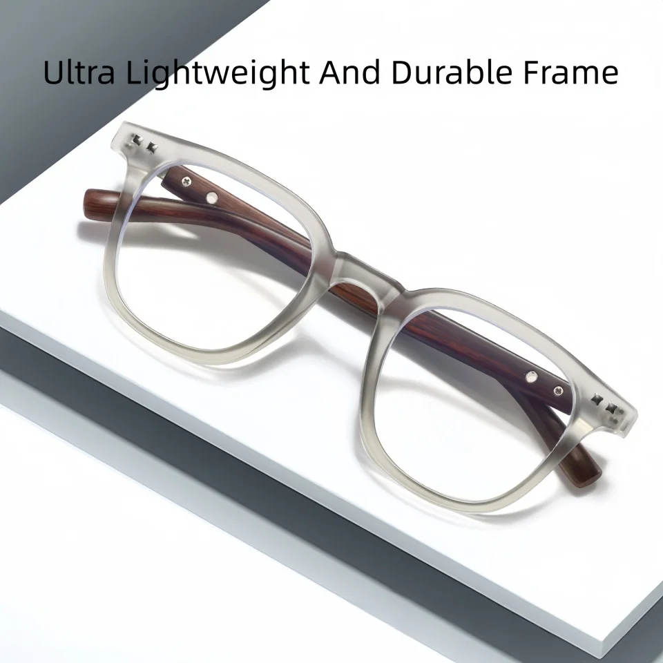 New Natural Style Wood Grain Mirror Legs Exquisite Rivet Design Neutral Leisure Office Reading Myopia Prescription Glasses Frame