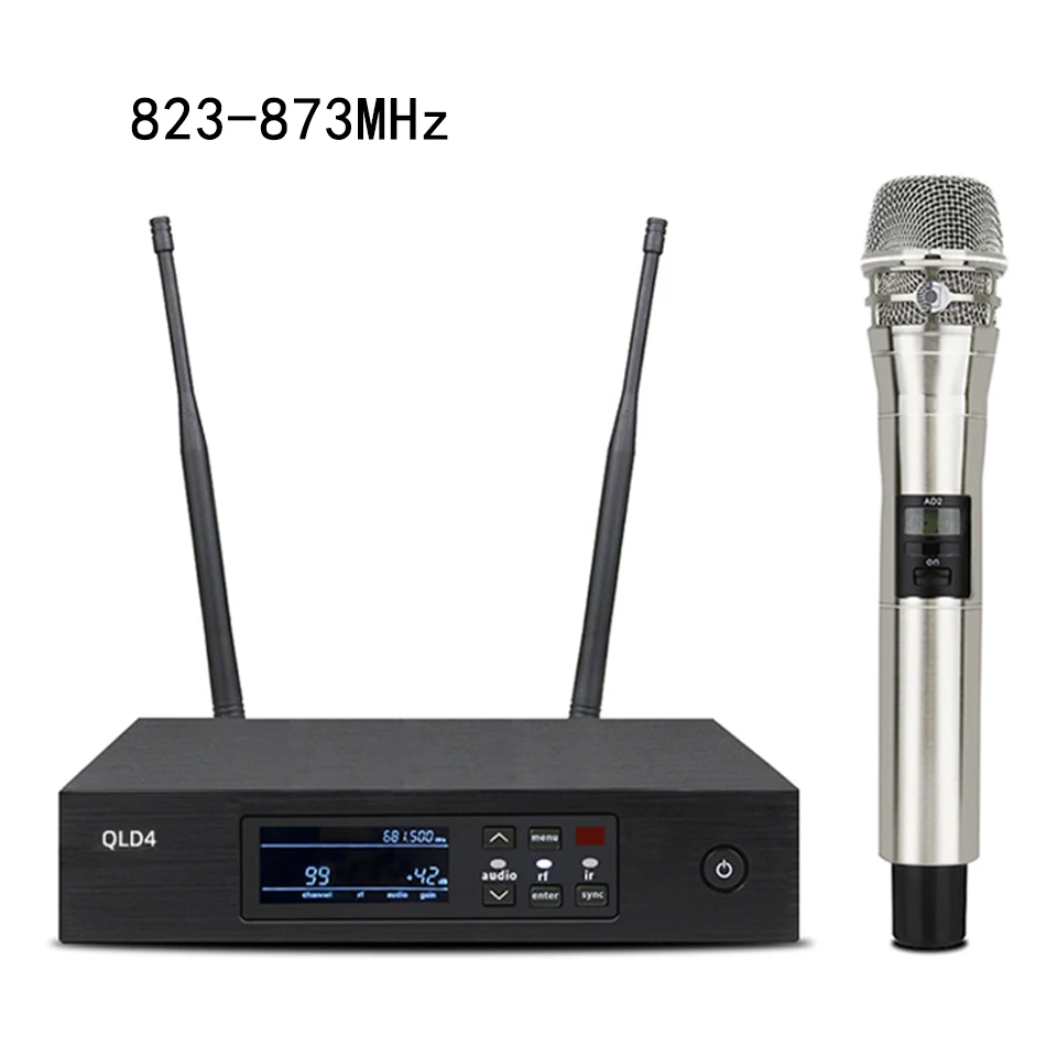 accessori pickup per strumenti musicali 800 MHz QLXD4 KSM8 Microfono wireless professionale argentato Performance sul palco Karaoke Metallo