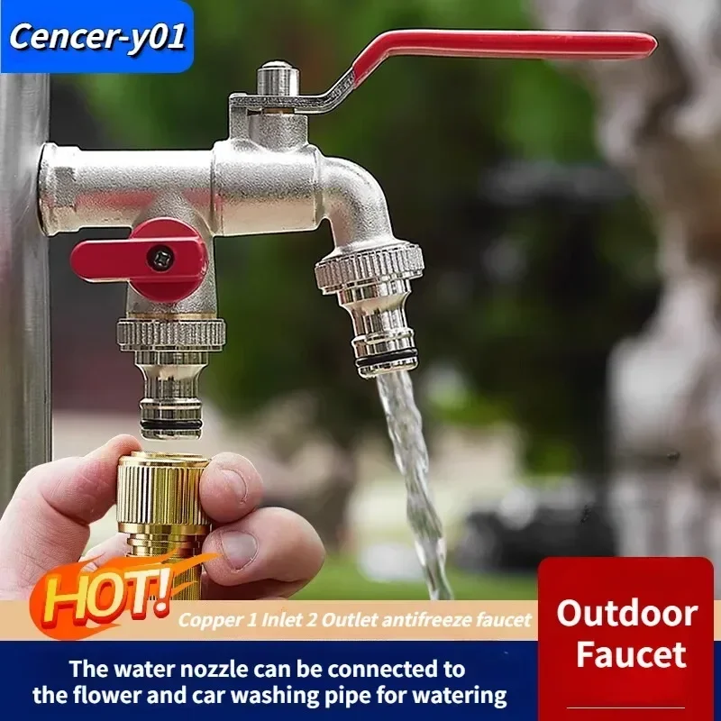 真ちゅう製の水の蛇口、ボールバルブ、ガーデンツール、内部の外側、使用が簡単、レバーハンドル、水やり用品、1/2