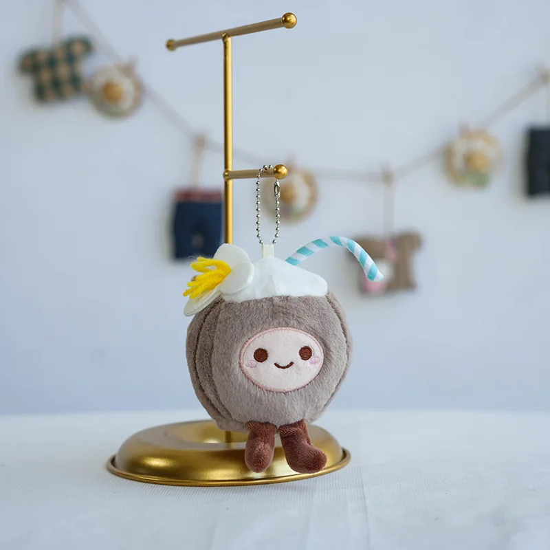 12CM Nuovo Mini Cocco Peluche Portachiavi Ciondolo Creativo Frutta Cocco Ornamento Borsa Fascino Decorazione Bambini Peluche Regalo