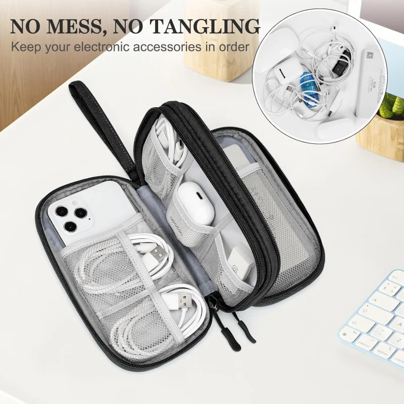 Portable Electronic Organizer Travel Bag Waterproof Double L