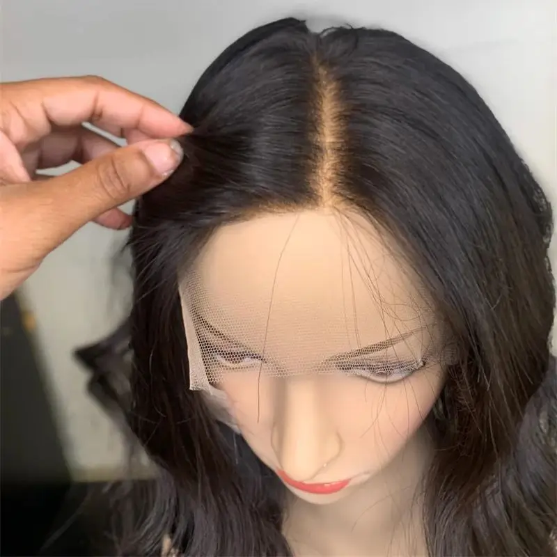 150% Density Wig Dark Brunette Balayage Luxury Synthetic Lace Front Wig Short Wave Bob for White Black Women High Quality Wigs