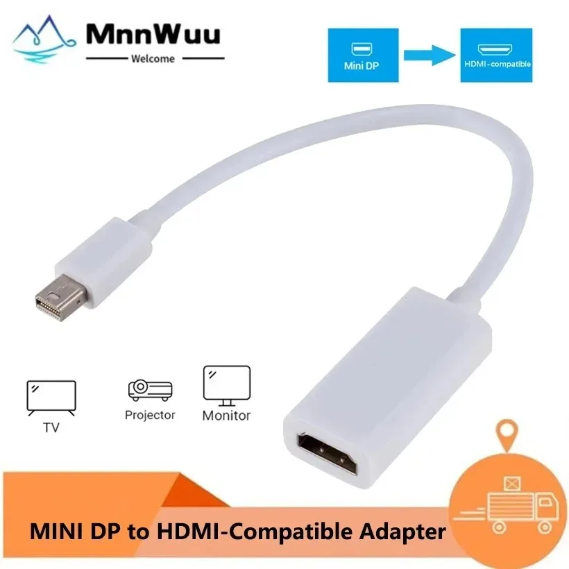 

MnnWuu Mini Displayport to HDMI-compatible cable 1080P TV projector Projetor DP display port adapter for Apple Macbook Air Pro