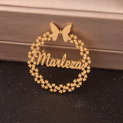 Customized Name Piercing Brooches Nameplate Pins Stainless Steel Personalized Name Brooches For Women