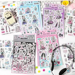 Star Girl Series Stickers Cute Cartoon Comic Characters DIY Handbook Collage Decoration Material