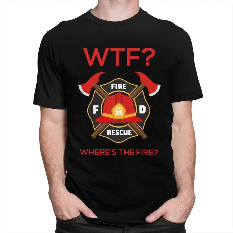 Custom Funny Firefighter T Shirts Men Fire Rescue Fireman T-shirts Casual Tee 100% Cotton Oversized Tshirt Gift