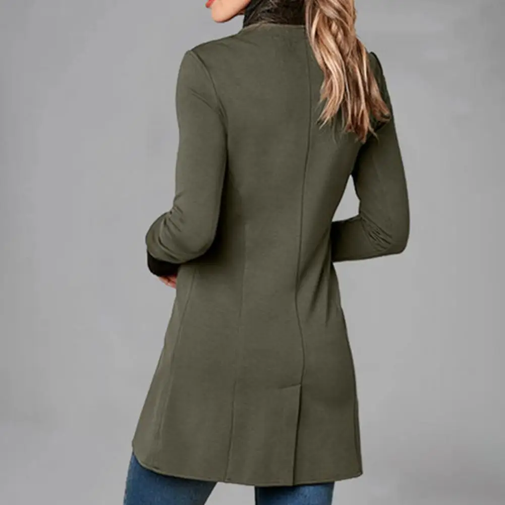 

Winter Overcoat Wear Resistant Women Coat Cold Resistant Thick Chic Irregular Hem Single Breasted Long Jacket