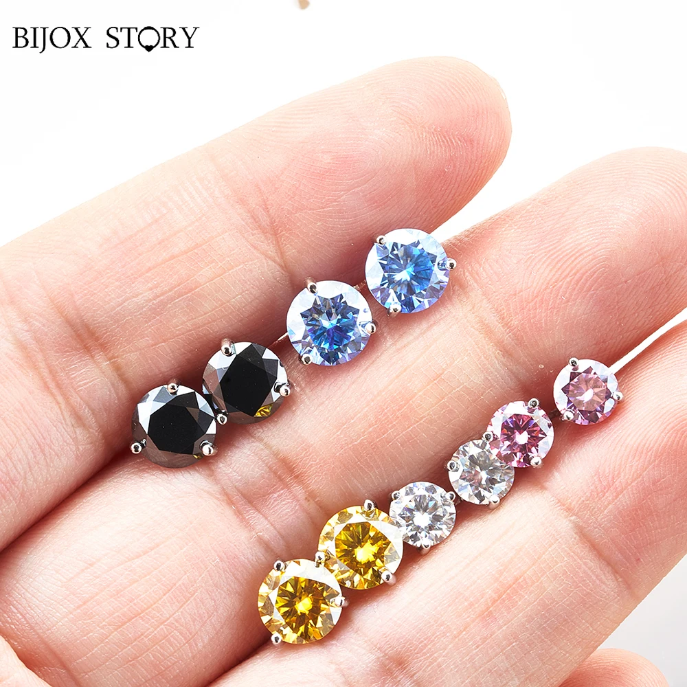 925 Sterling Silver Stud Earrings 0.5CT/1CT Trendy Style Moissanite Earrings For Women Couple dating party silver Jewerly  Gift