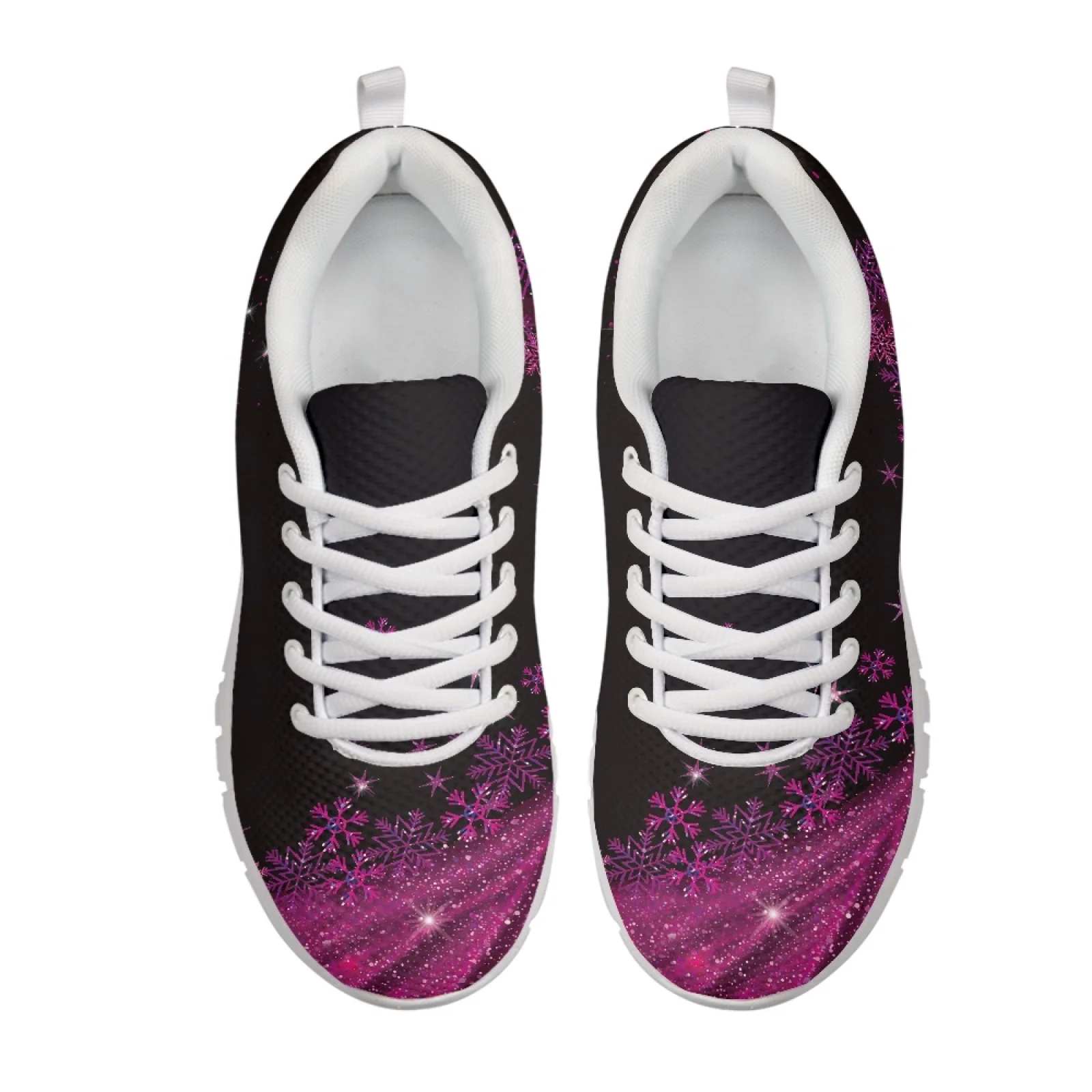 Coloranimal Purple Glitter Border Low Top Running Shoes for Women Mesh & EVA Sole Running Sneakers 2026 Trending