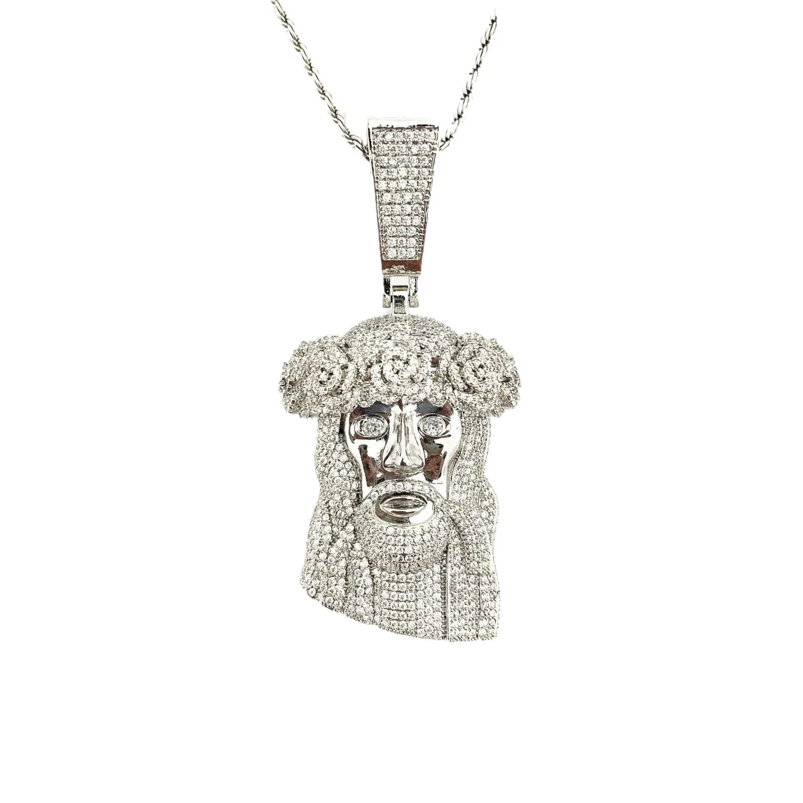 

Хип-хоп роза и ретро портрет кубический цирконий медный кулон унисекс ожерелье ювелирные изделия