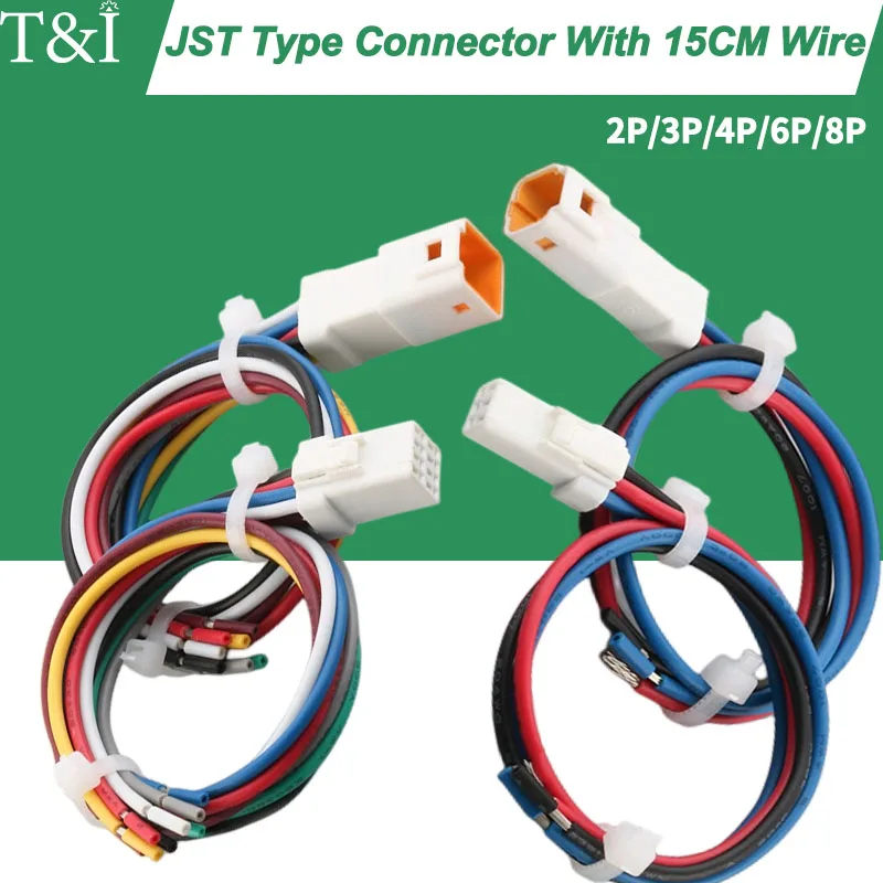 

5/10/100 SETS Jst Type Automobile Waterproof Connector Male&Female Butt Joint Harness Plug With 15CM Wire JST02R/02T-JWPF-VSLE