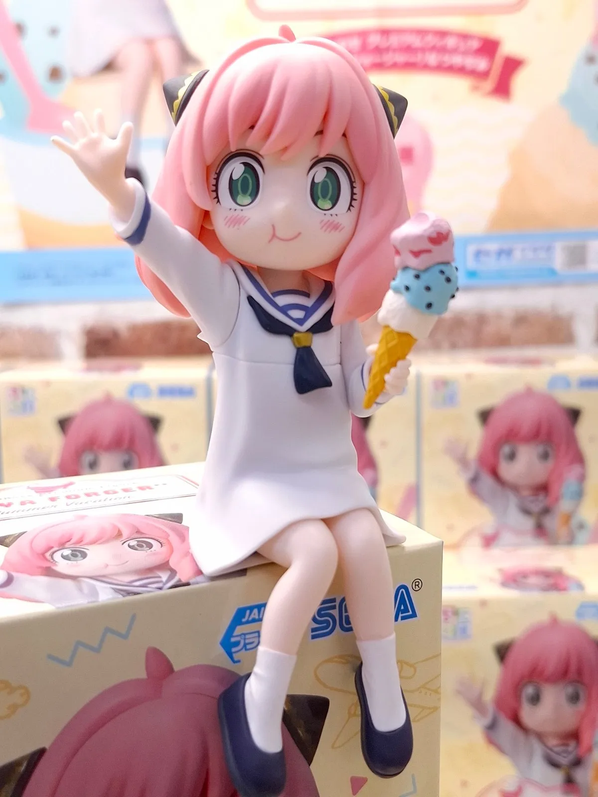 12CM Anime Spy × Family Anya Forger Figuur Noodle Stopper Figuur Zomervakantie Sailor Kleding Dress Up Model Speelgoed Pop Acitie