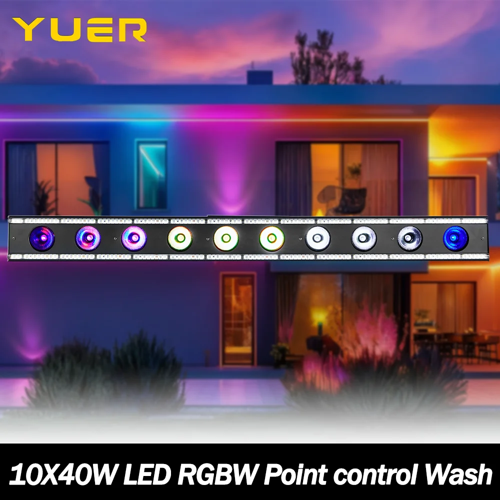 10X40W LED RGBW Point control Wash Pixel Bar Light with SMD ring strobe effect DMX512 control for DJ Disco party bar nightclub