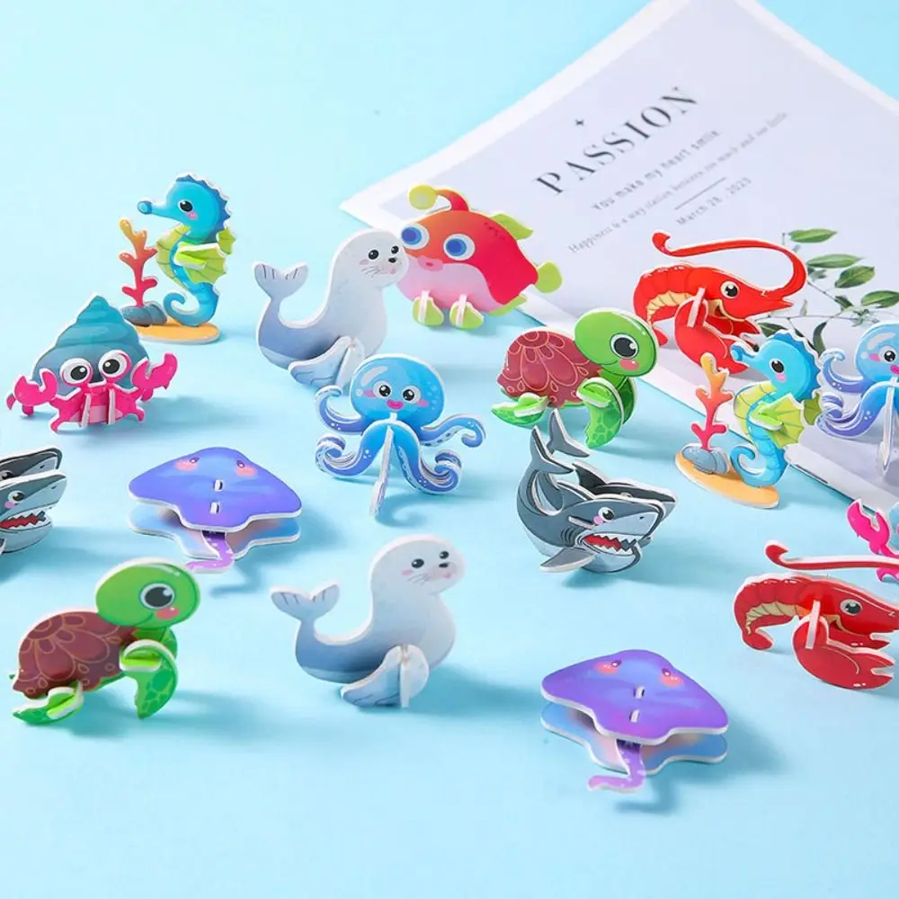 10 stks 3D Zeedieren Papier Legpuzzels Cognitieve Puzzel Driedimensionale Puzzels voor kinderen