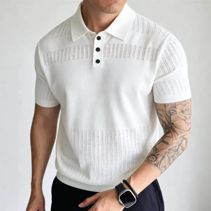 2026 Summer Men's Short-Sleeved Polo Shirt Knitted T-Shirt Top — купить у AliExpress WW
