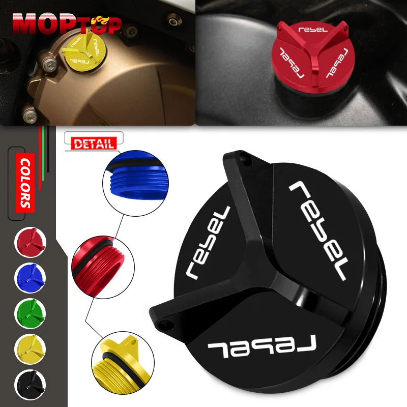 

REBEL Motorcycle Engine Oil Filler Cap Drain Plug Bolt Screw Cover Accessories For Rebel 300 500 rebel CMX300 CMX500 2017-2024