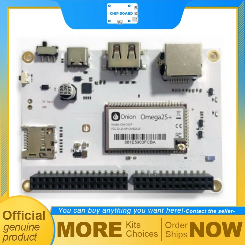 

Onion Omega2S Eval Kit, Development Board for Omega2S SMD Modules, IoT Prototyping Platform and Compact SBC Solution