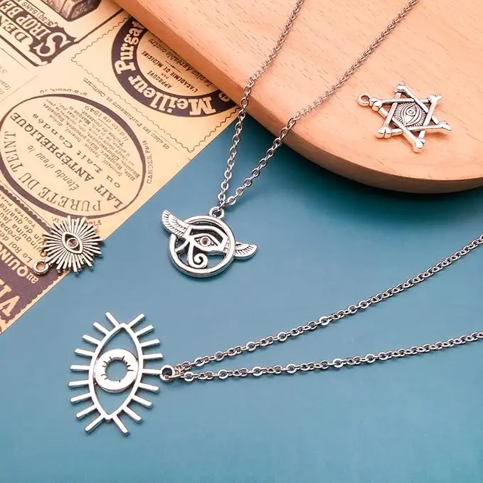 16pcs Mixed Eye of Horus Charms Alloy Metal Tibetan Magic Pendants For DIY Necklace Bracelet Jewelry Making Crafting Supplies