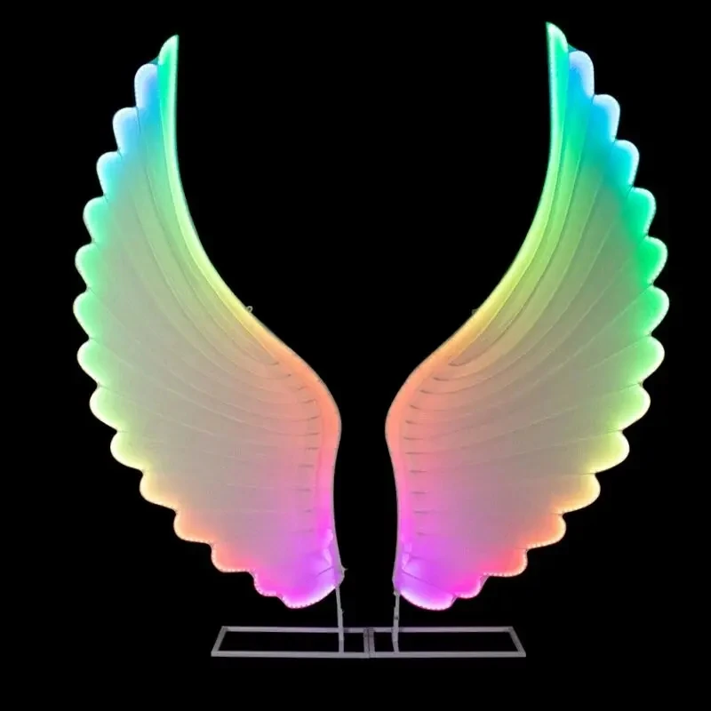 Bright LED Angel Wings, Modern Creative Wedding Decorations, Birthday Background Decoration Stage Lights Backdrop H66